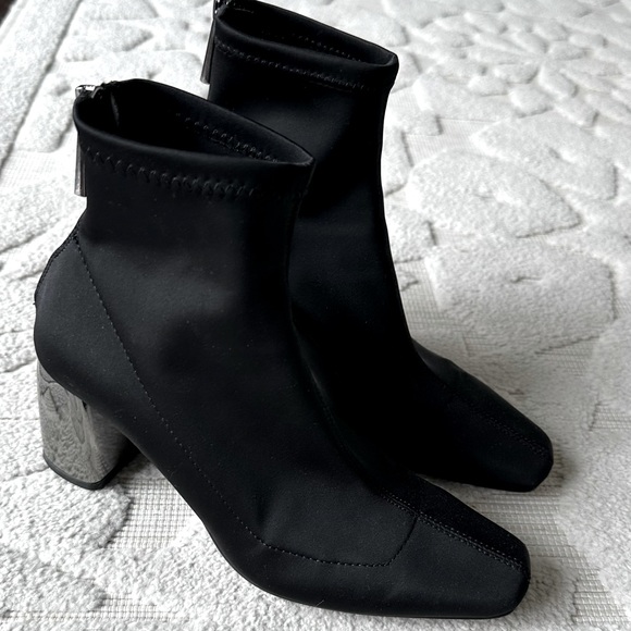 Zara Shoes - Zara black nylon stretch ankle booties size 36